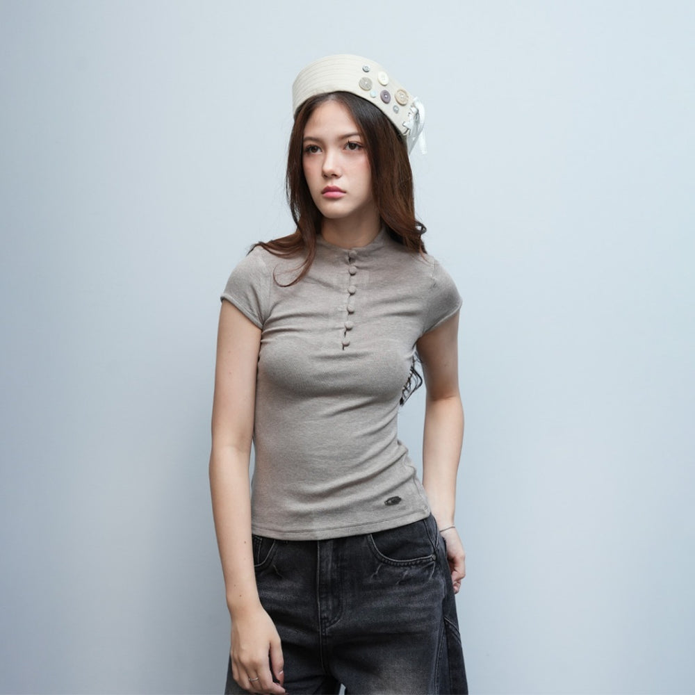 Fitted Frog Button Baby Tee