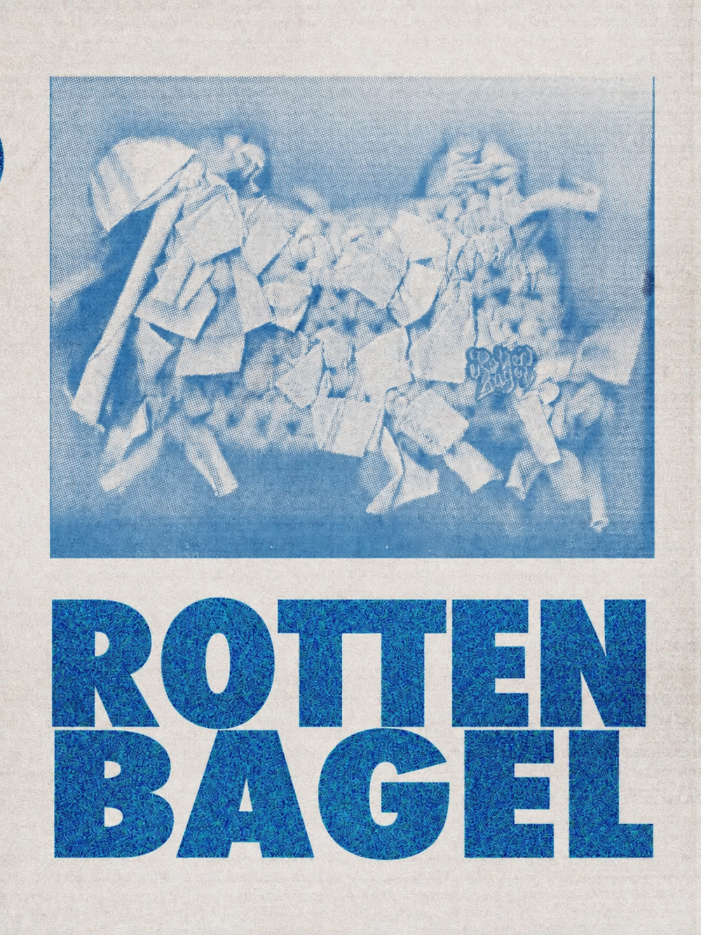 Rotten Bagel — กระเป๋าถักและกราฟิกสีน้ำเงิน