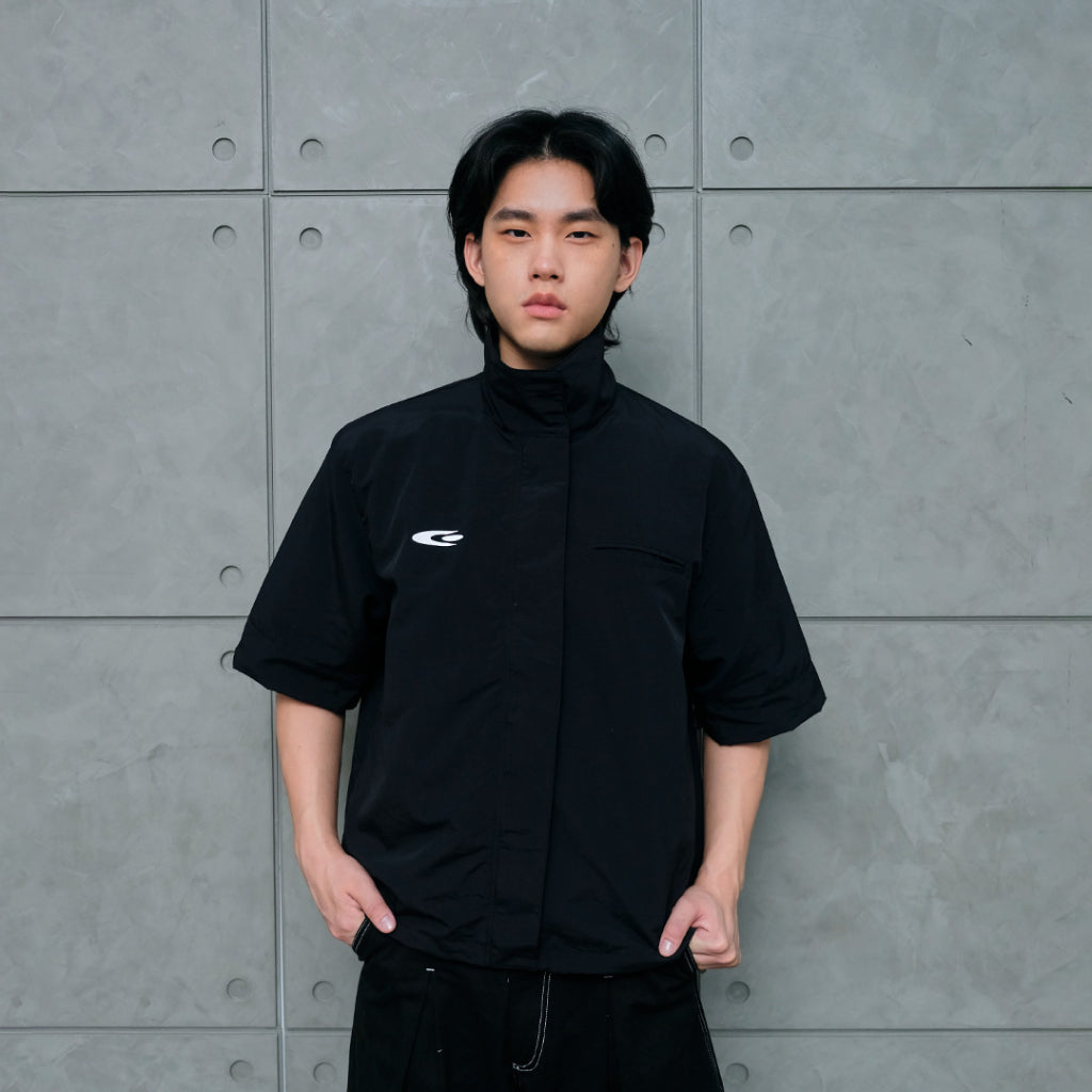 Black nylon short shirt — 2