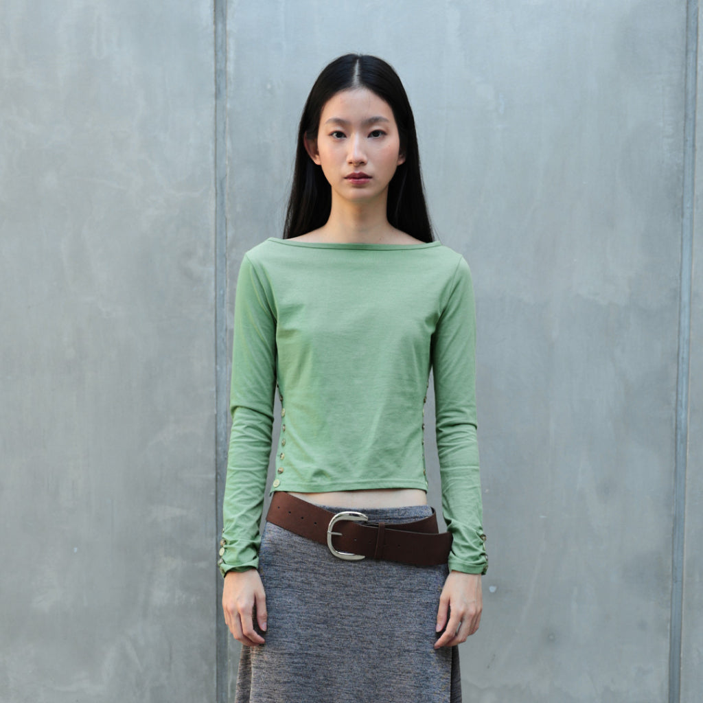 Buttons light green long-sleeved shirt — 1