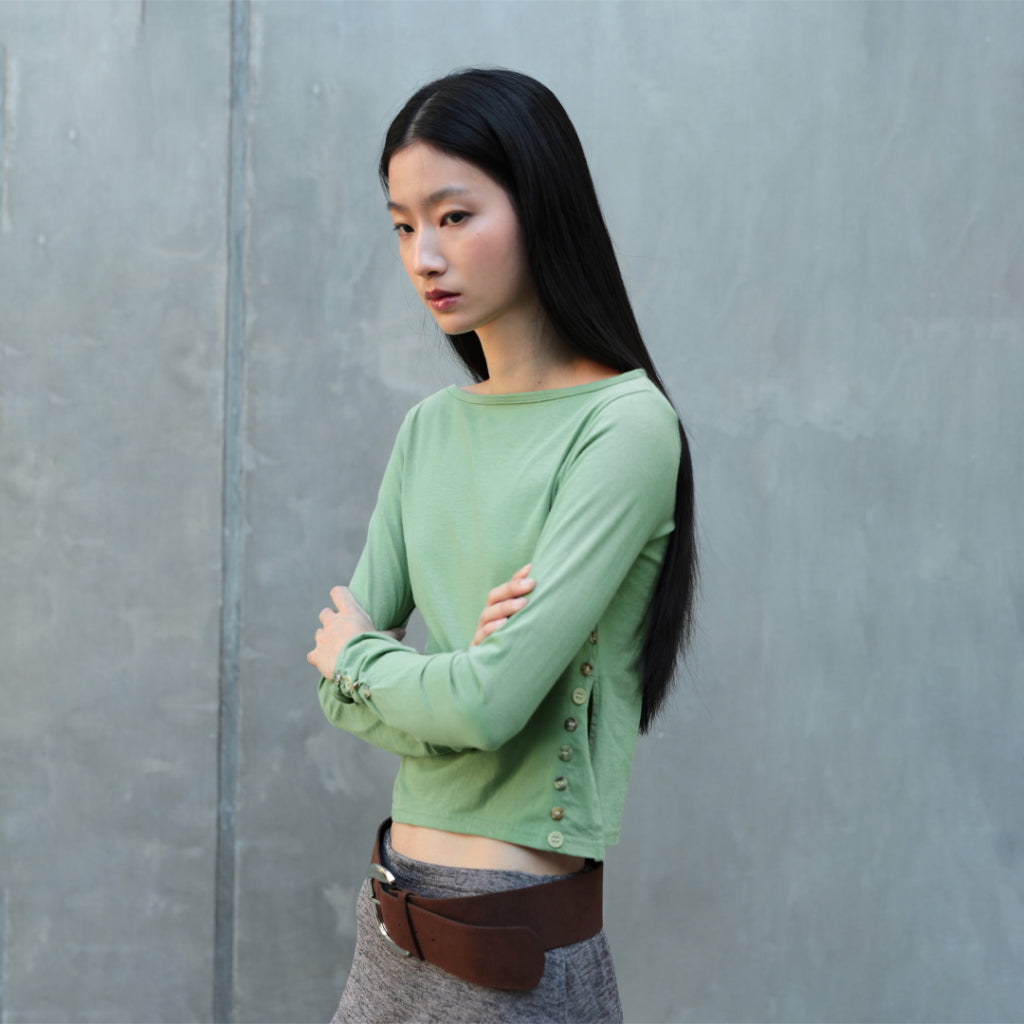 Buttons light green long-sleeved shirt — 2