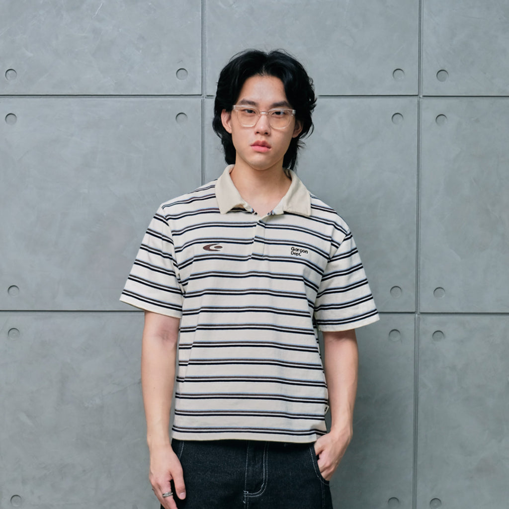 striped short-sleeved polo shirt — 4