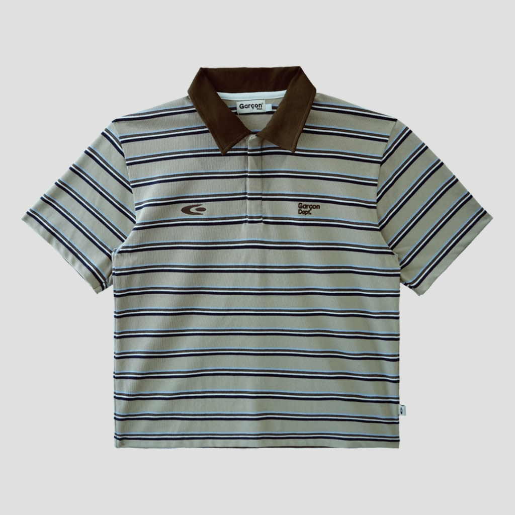 striped short-sleeved polo shirt — 6