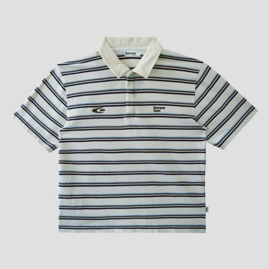 striped short-sleeved polo shirt — 7