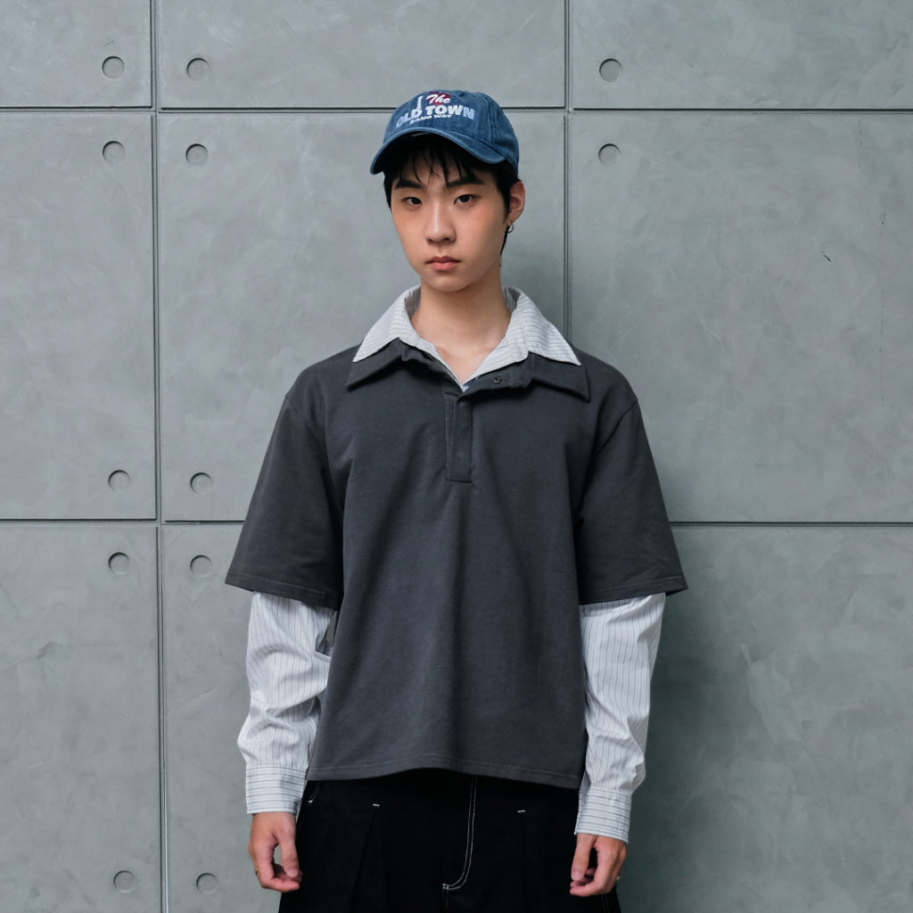 Two layers grey polo shirt — 1