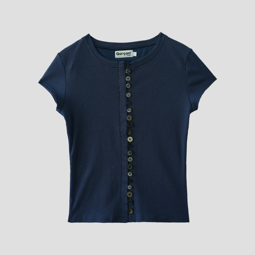 straight buttons light gray baby tee