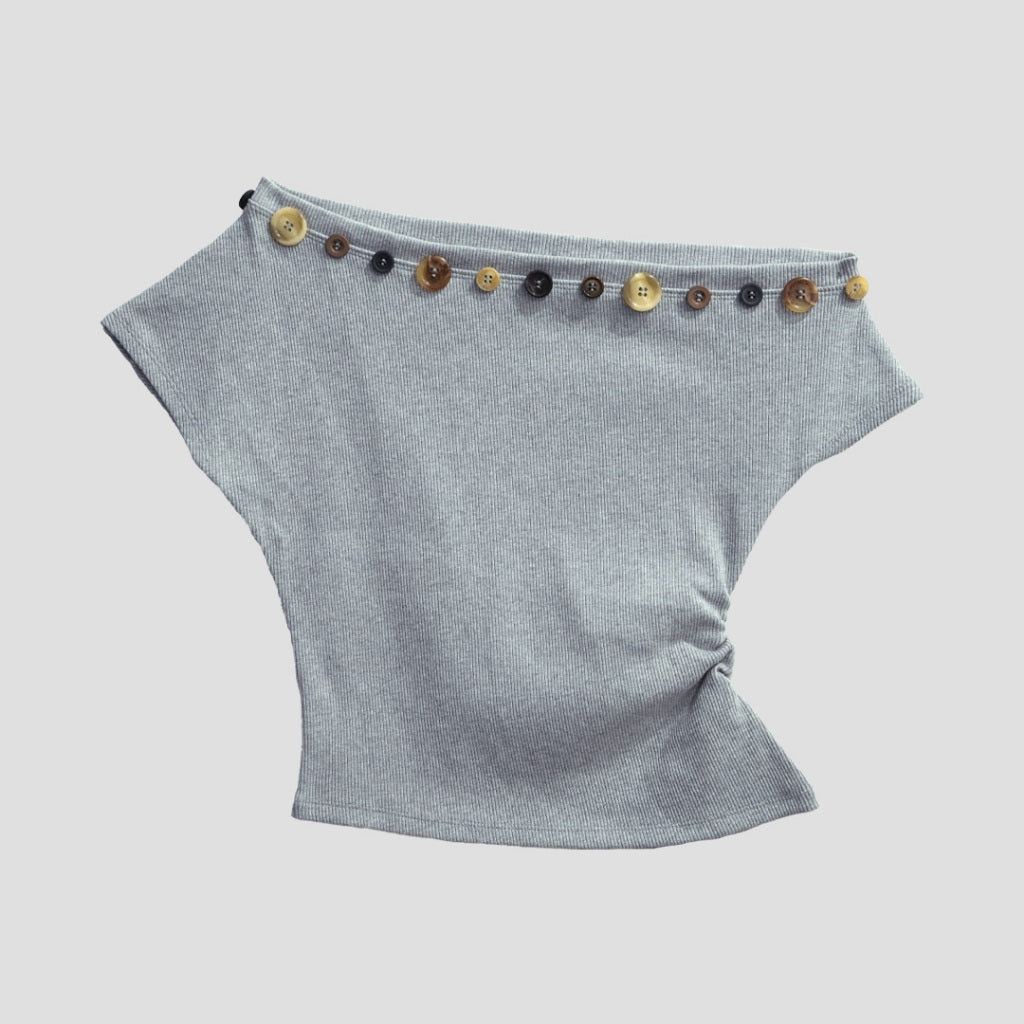 Garcon Random buttons Off shoulder Smoke / L