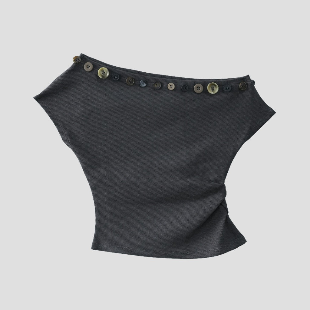 Garcon Random buttons Off shoulder Charcoal / S