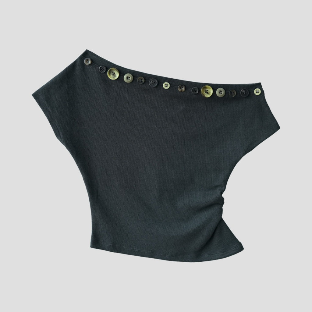 Garcon Random buttons Off shoulder Dark Green / L