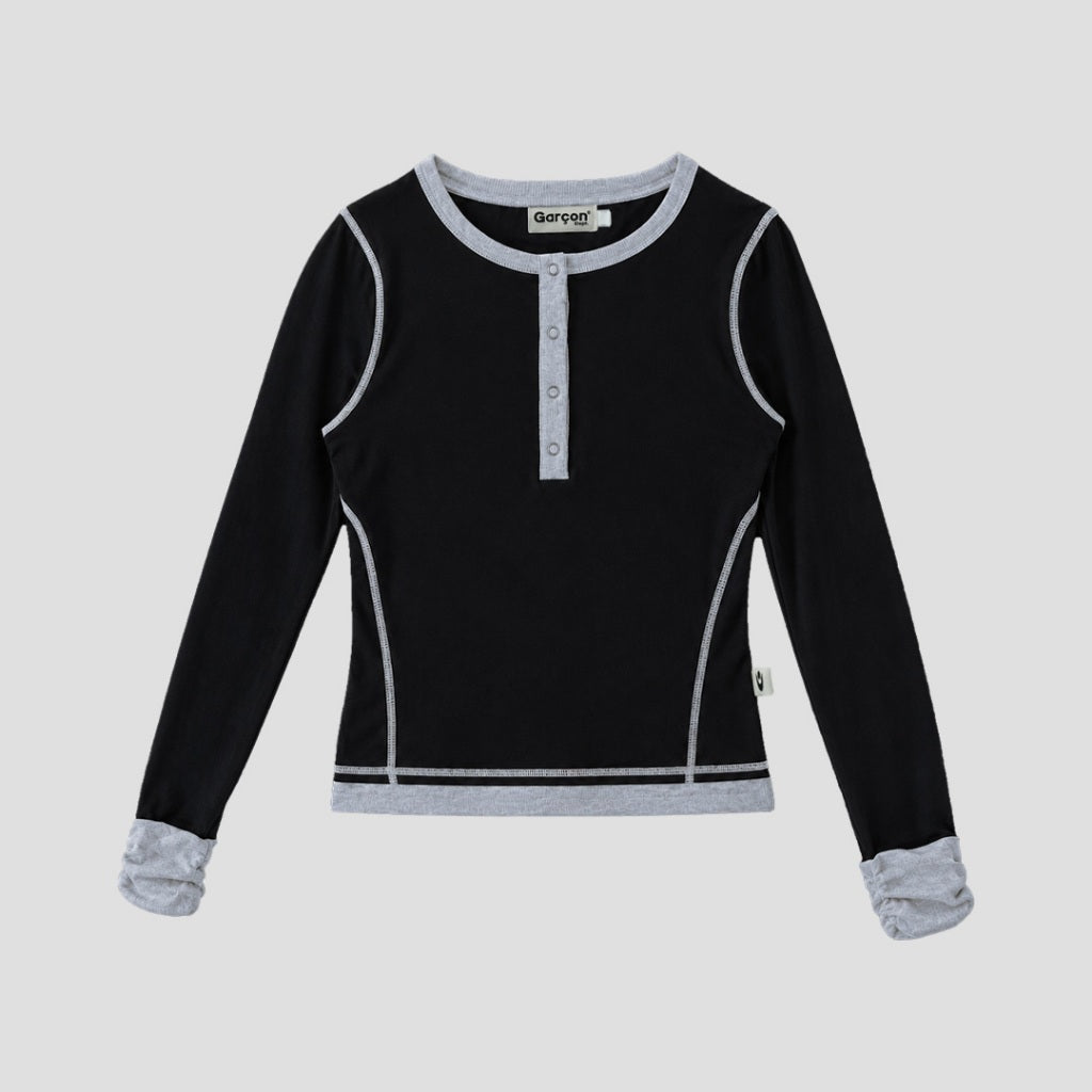 Slim layers black Long sleeve shirt black&grey / L