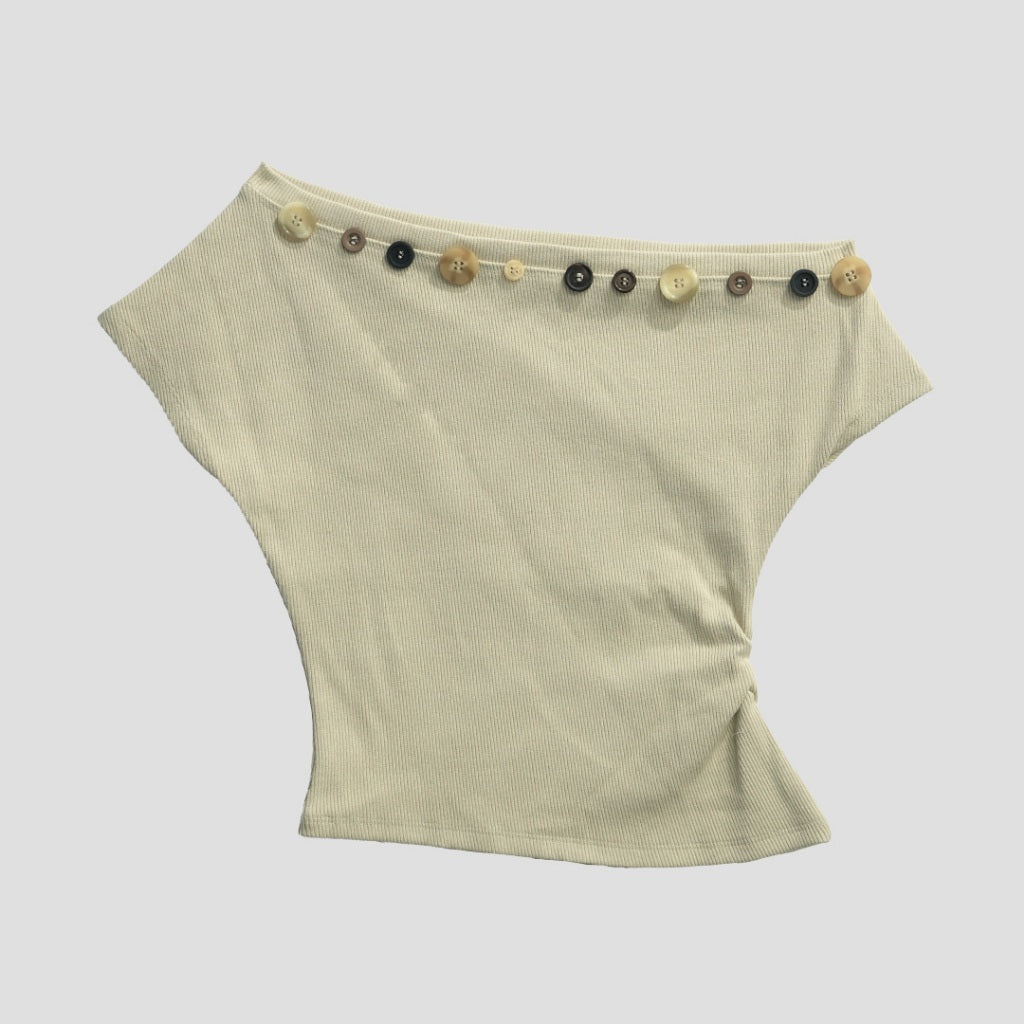 Garcon Random buttons Off shoulder Cream / L