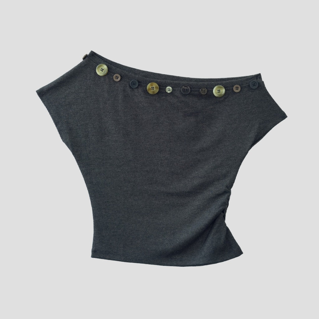 Garcon Random buttons Off shoulder Dark Grey / L