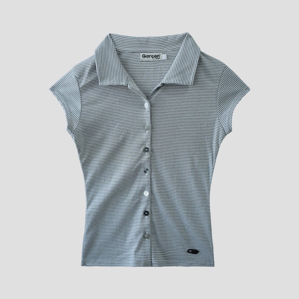 Grey stripe neck baby tee