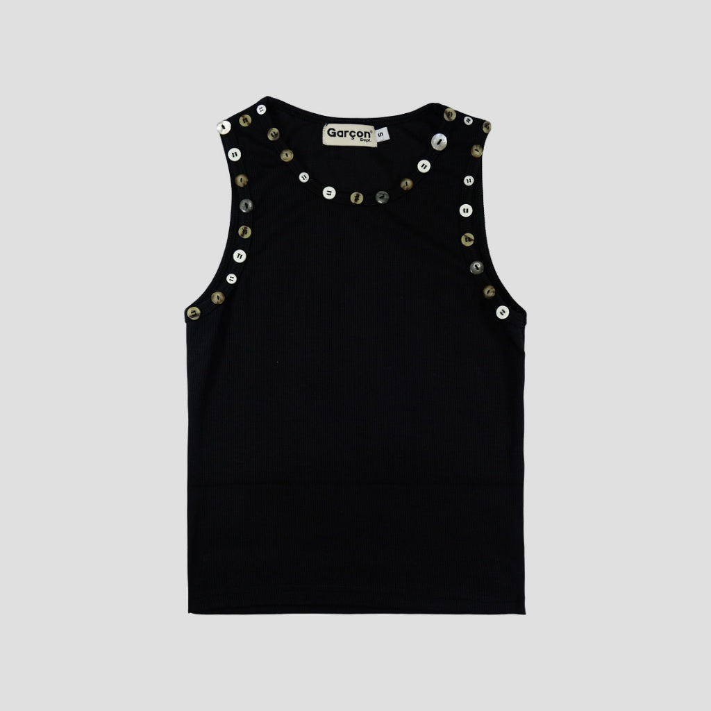 Garcon Random buttons tank top Black / S