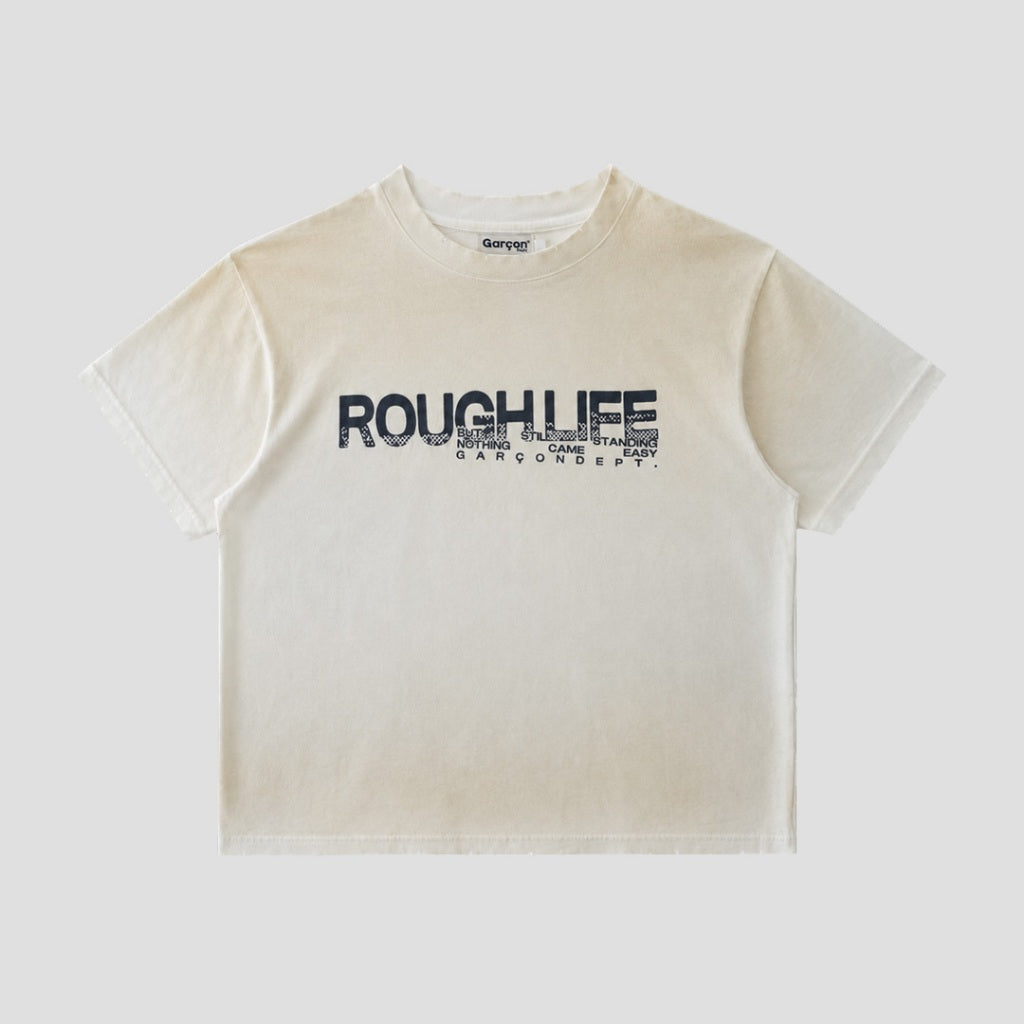 Roughlife dust fade white tee