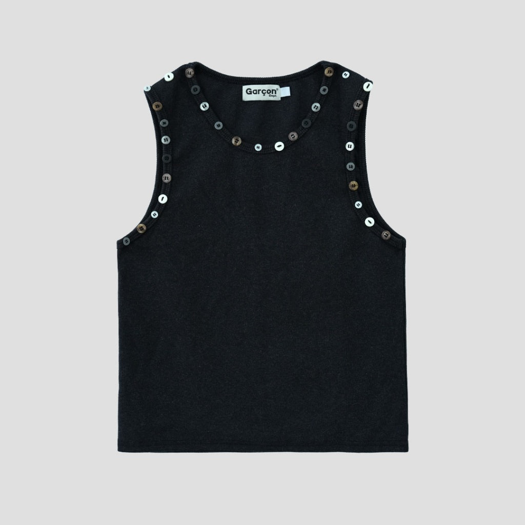 Garcon Random buttons tank top Black fade / S