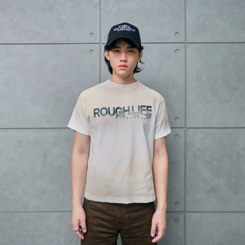 Roughlife dust fade white tee