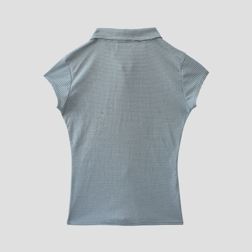 Grey stripe neck baby tee