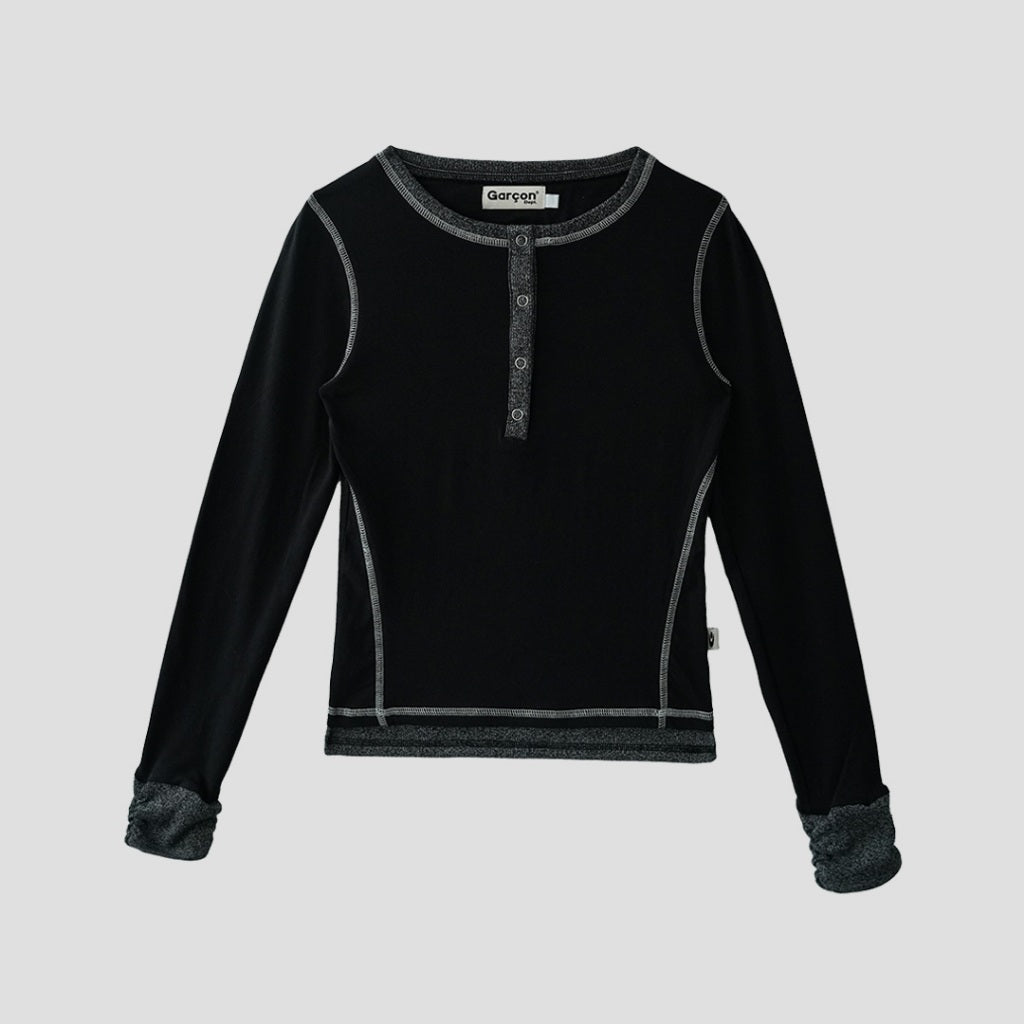 Slim layers black Long sleeve shirt ฺBlack / L