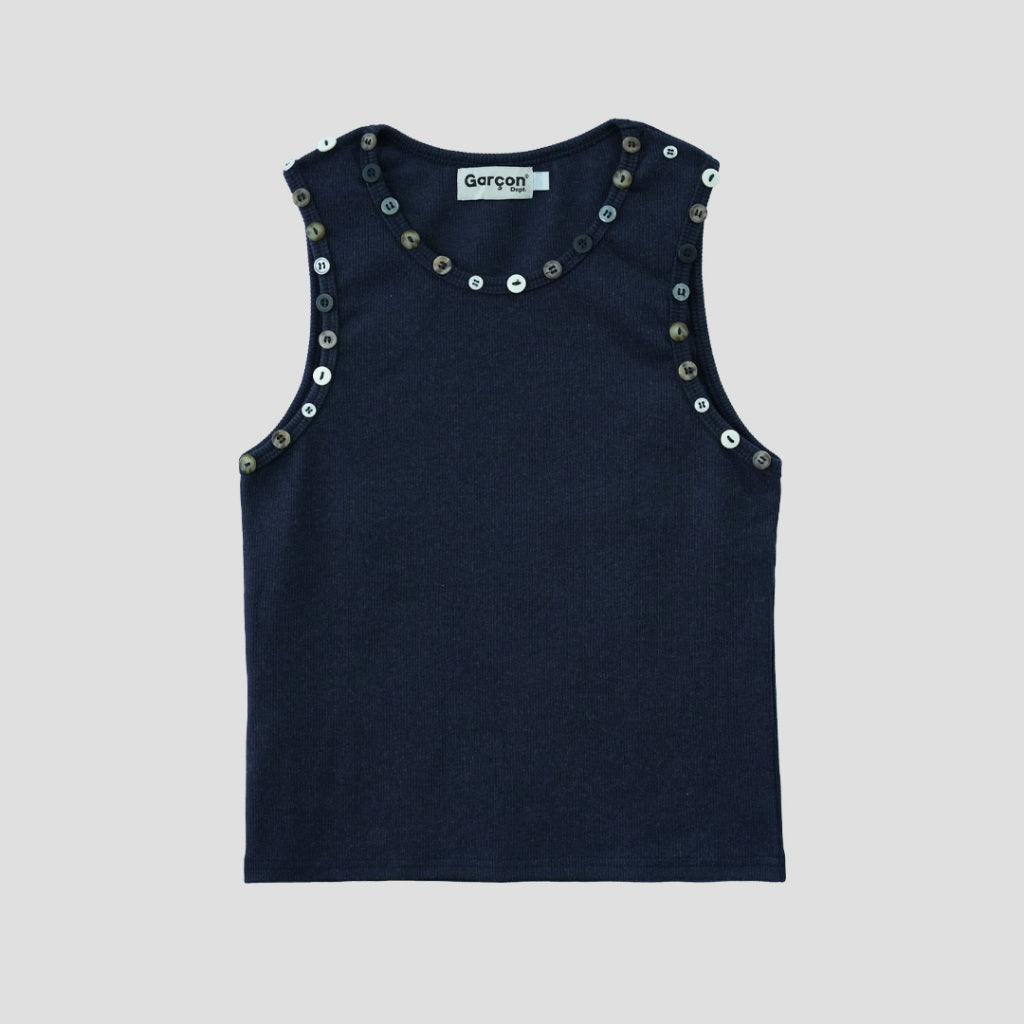 Garcon Random buttons tank top Navy fade / S