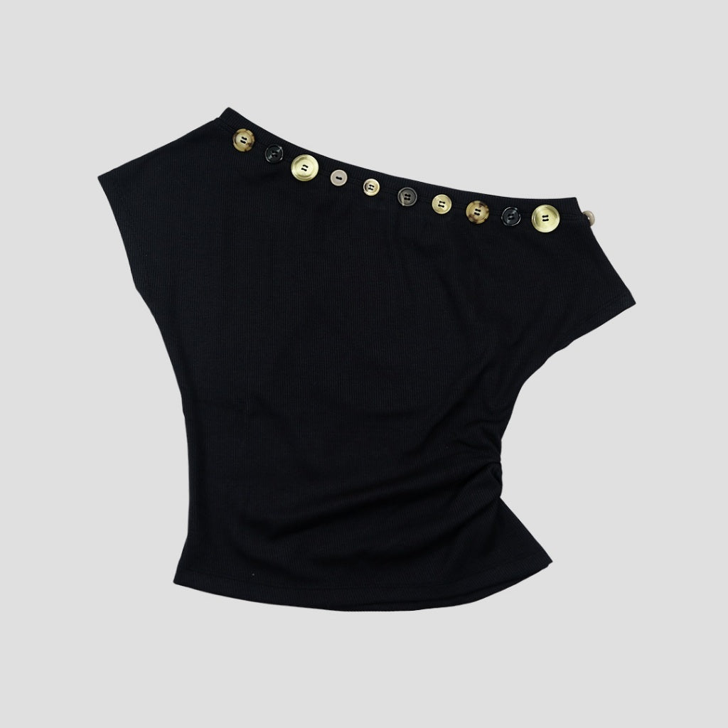 Garcon Random buttons Off shoulder Black / L