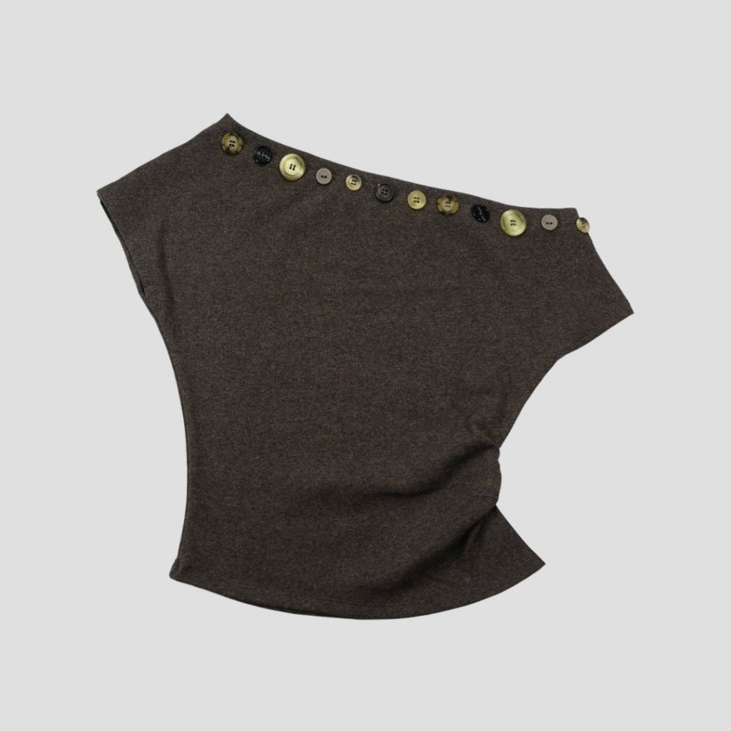 Garcon Random buttons Off shoulder Brown / L