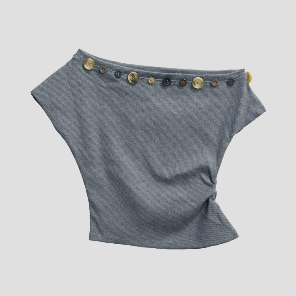 Garcon Random buttons Off shoulder Grey / L