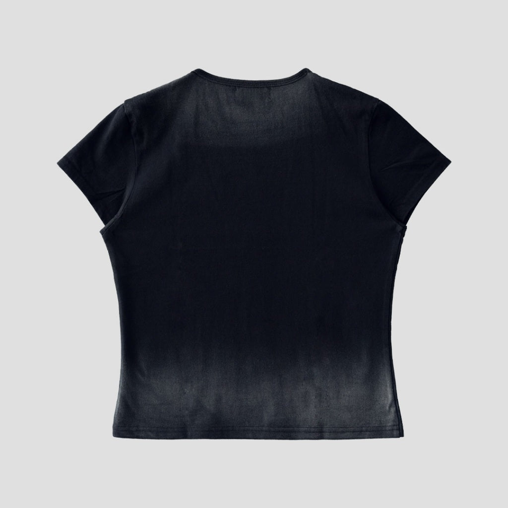 Fade black baby tee slim