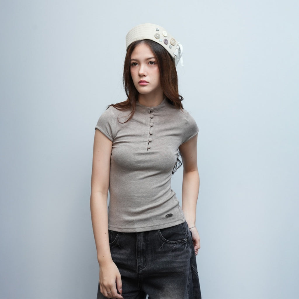 Fitted Frog Button Baby Tee