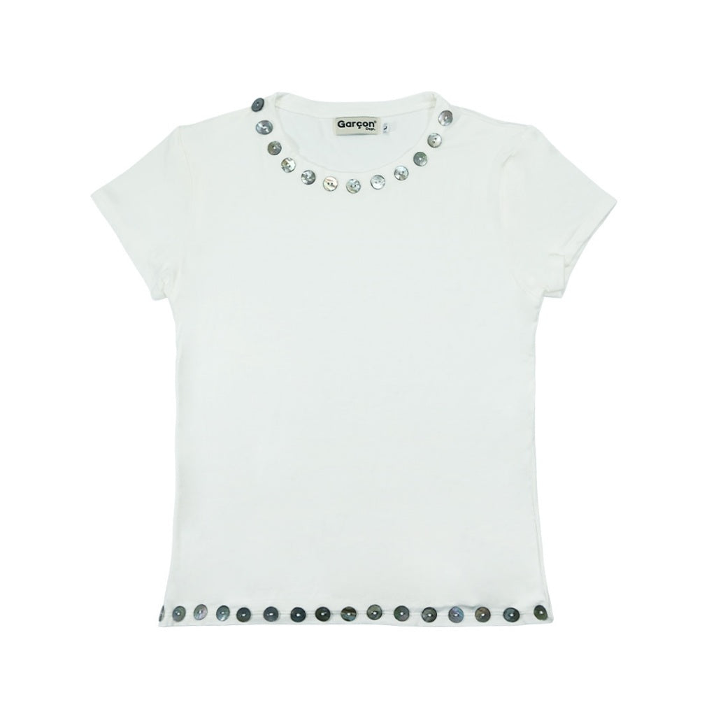 Garcon Shell buttons baby tee