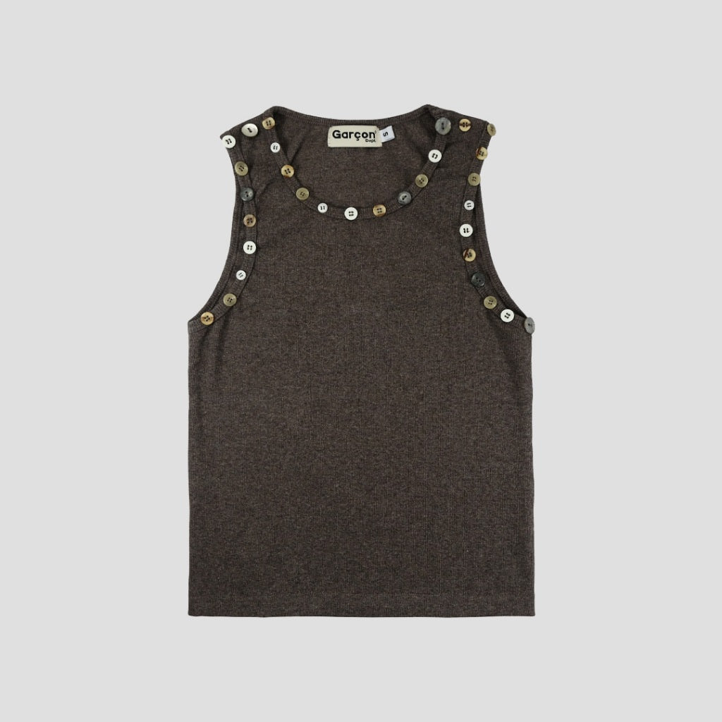 Garcon Random buttons tank top Brown / S