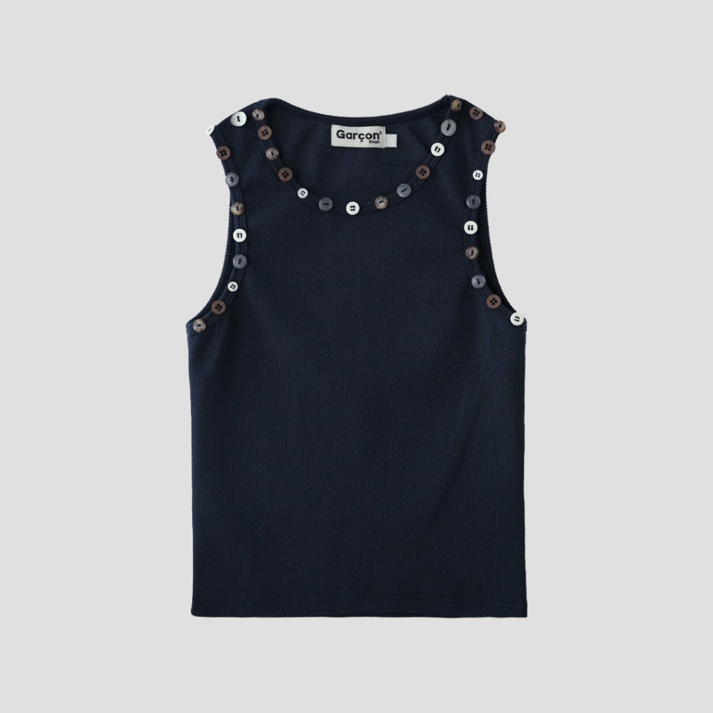 Garcon Random buttons tank top Navy / S