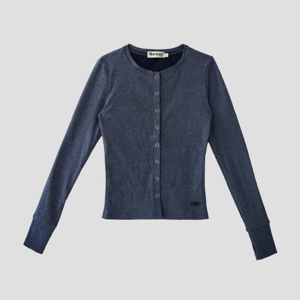 Garcon Slim dark grey ring shirt Navy / S
