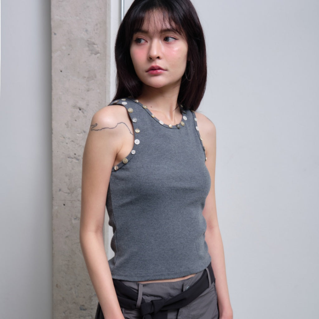 Garcon Random buttons tank top Grey / S