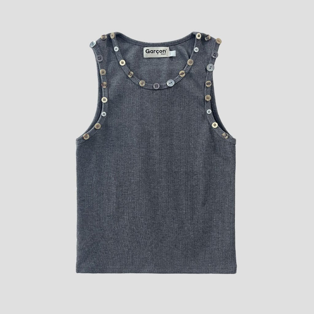 Garcon Random buttons tank top Dark Grey / S