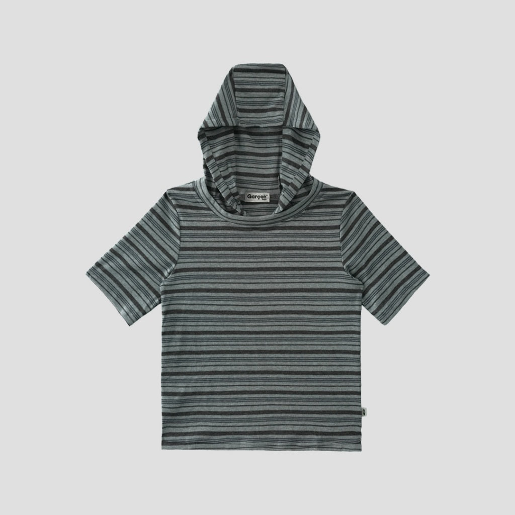 Vintage Cropped Grey stripe Hoodie S