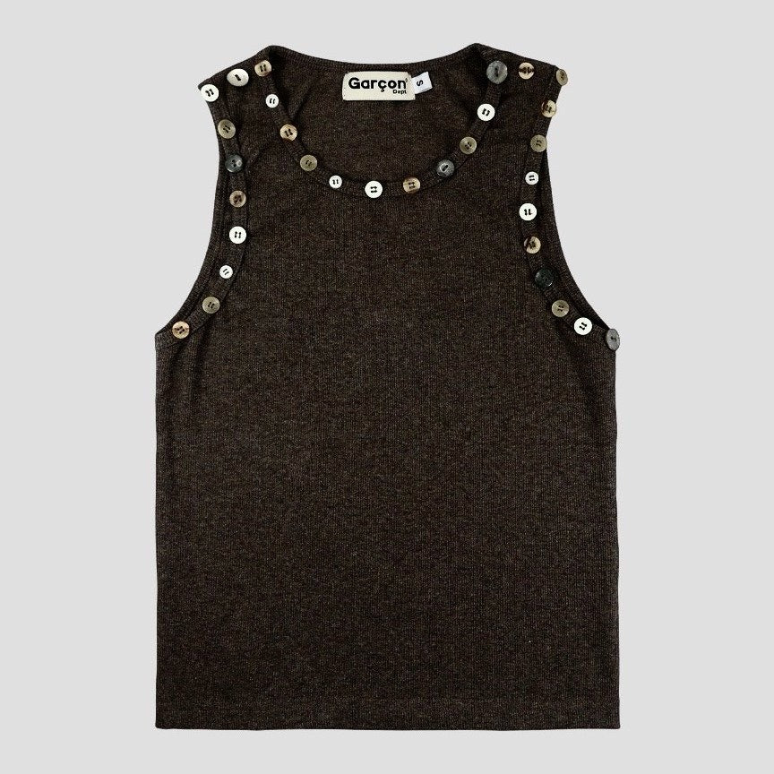 Garcon Random buttons tank top Dark Brown / M