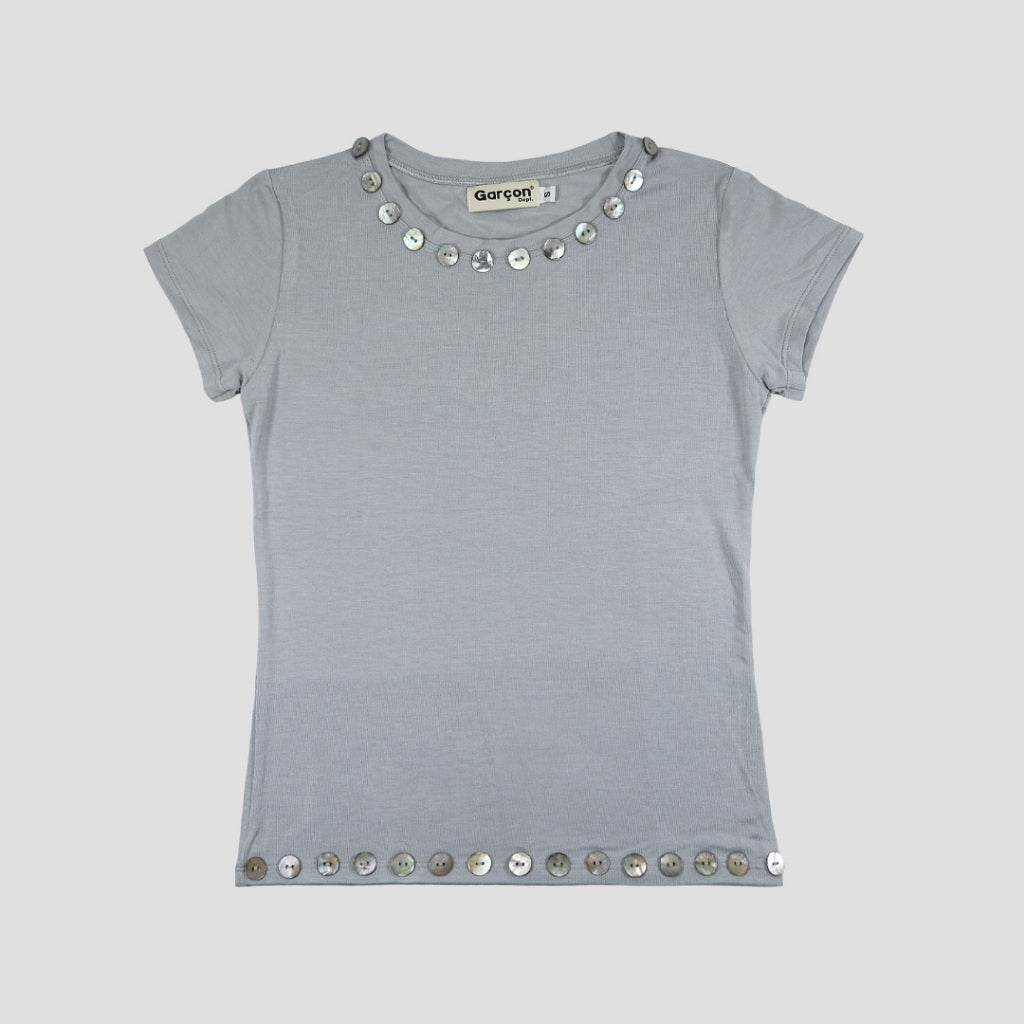 Garcon Shell buttons baby tee