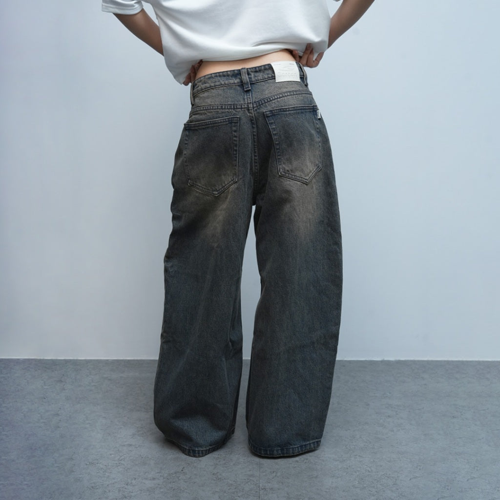 Stone-Washed Dark blue jeans