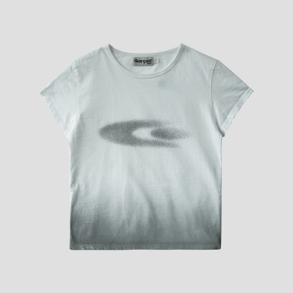 Fade black baby tee slim White / S